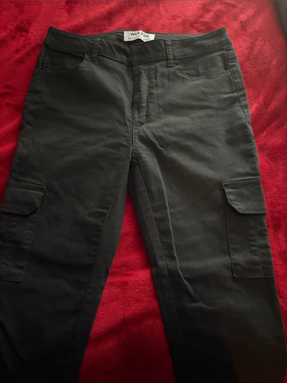 Wax Jean Black Slim Cargo Pants